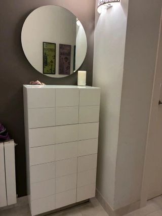 Mueble recibidor blanco + espejo