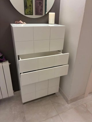 Mueble recibidor blanco + espejo