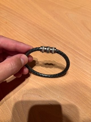 Pulsera Montblanc trenzada cuero y plata