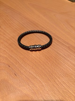 Pulsera Montblanc trenzada cuero y plata