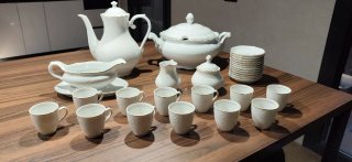 Juego de café porcelana blanco y oro