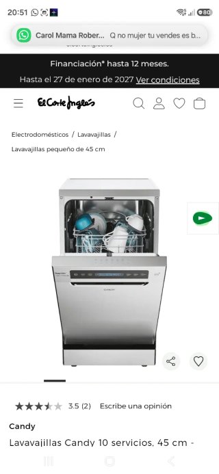 Lavavajillas Candy 45cm Inox