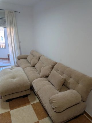 Sofá modular beige de tela