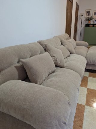 Sofá modular beige de tela