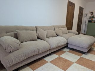 Sofá modular beige de tela
