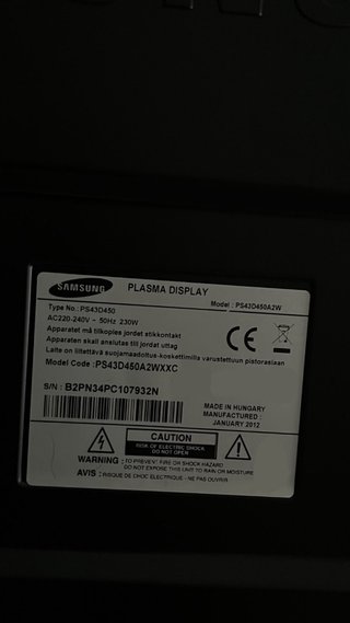 TV Samsung Plasma 43 PS43D450