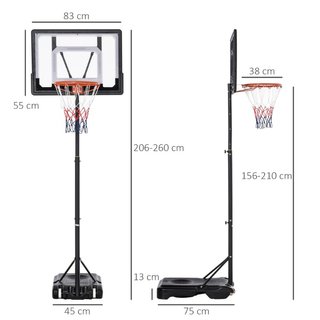 Canasta de Baloncesto Altura Ajustable 160-210cm,