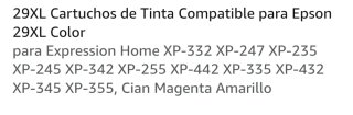 Cartuchos Tinta Epson 29XL 12 en total, por cambio