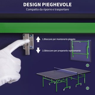 Mesa de Ping Pong Plegable Interior con 8 Ruedas 1