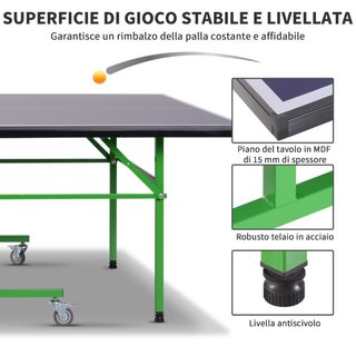 Mesa de Ping Pong Plegable Interior con 8 Ruedas 1