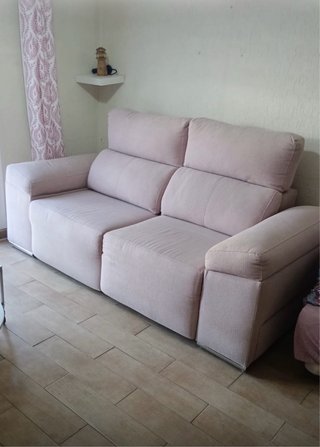 Sofá Cama Beige/Rosa Tela