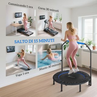Mini Trampolín Fitness Ø114 cm Plegable con Manill