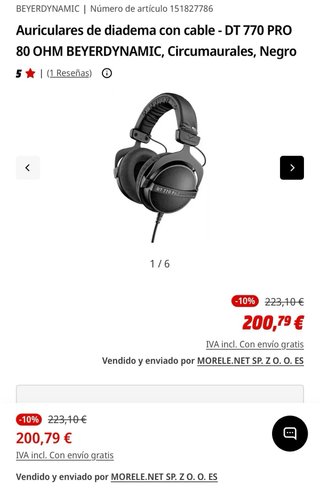 Auriculares Beyerdynamic DT 770 PRO 80 Ohm