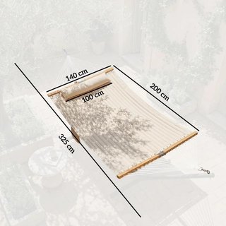Hamaca Jardín Acolchada Madera con Almohada Crema