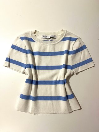 Top Zara Rayas Azul y Blanco Talla S