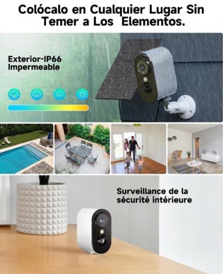 Cámara Vigilancia WiFi NUASI 2K Exterior Solar