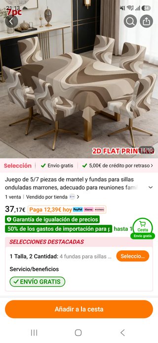 Mantel y fundas sillas beige/marrón