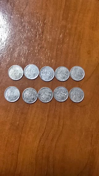 Lote 10 monedas 1 pesetas años consecutivos