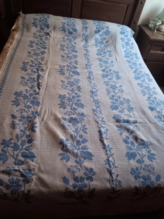 Colcha Cama 90cm Blanco y Azul