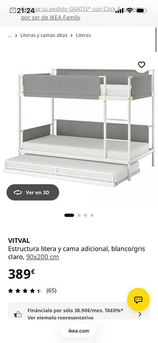 Litera Ikea Blanca 3 Camas
