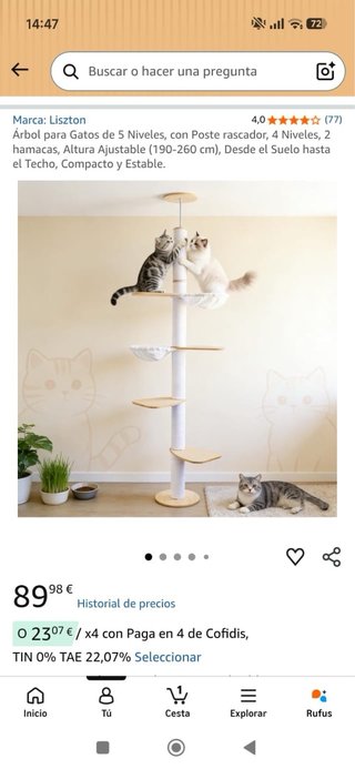 Rascador gato sin taladro