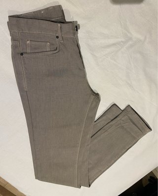 Pantalones pitillo ZARA trama beige/gris