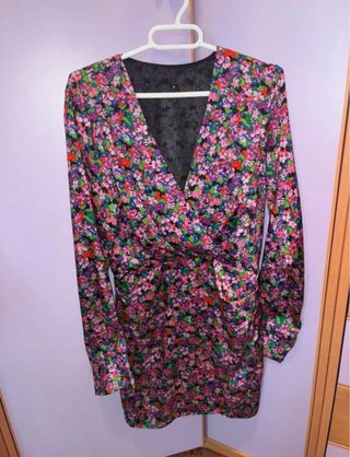 Vestido Raso Flores Multicolor