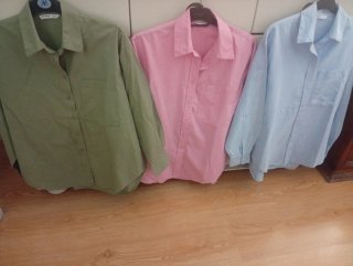 Lote 3 camisas rosa celeste y verde