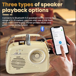 Radio BINGXUE Beige Vintage BT/USB SD/AUX