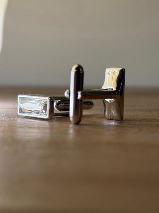 Gemelli Swarovski Cristallo Rettangolare Argento
