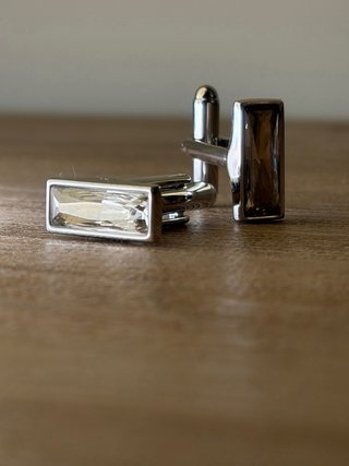Gemelli Swarovski Cristallo Rettangolare Argento