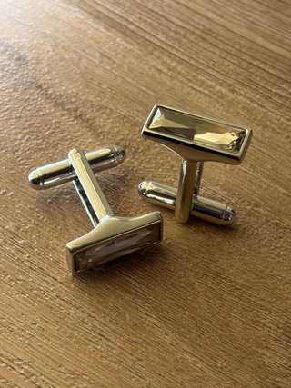 Gemelli Swarovski Cristallo Rettangolare Argento