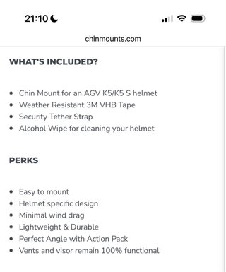 Soporte Chin Mounts para casco AGV K5