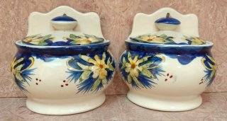 Pareja especieros cerámica floral