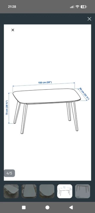Mesa comedor Nordmyra Ikea + 4 sillas Blockhus