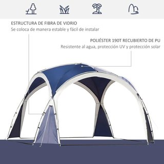 Toldo Camping Plegable 3,5x3,5m Impermeable Azul