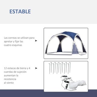 Toldo Camping Plegable 3,5x3,5m Impermeable Azul