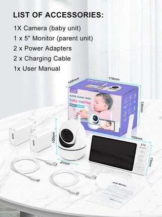 Vigilabebés con Cámara 5 pulg LCD 720p NUEVO