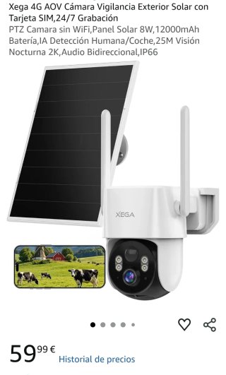 Cámara Vigilancia Exterior Solar Xega 4G