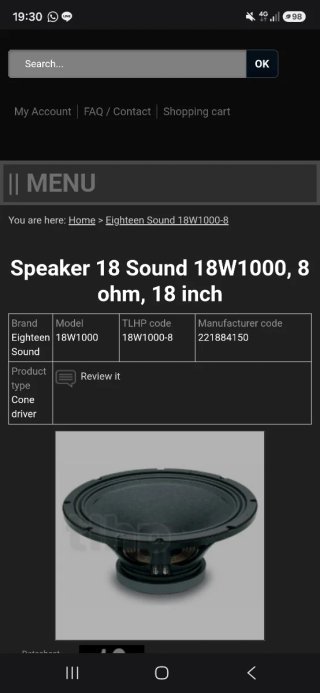 Altavoz 18 Sound 18W1000 8Ω