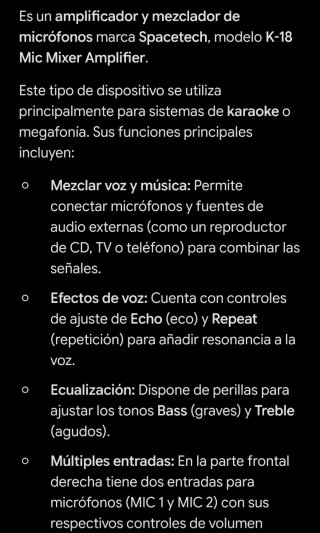 Amplificador Mezclador Micrófonos Space Tech K-18