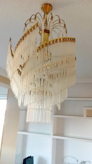 Lámpara lágrimas cristal dorada