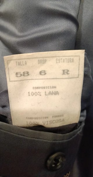 Americana Lana Talla 58 Gris Azul