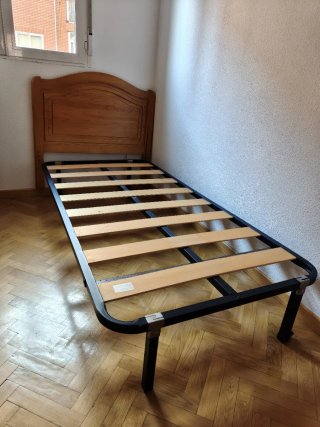 Somier cama 90 cm madera y metal