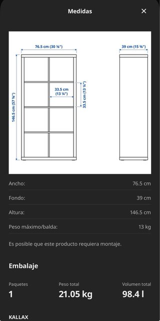 Estantería Kallax Ikea Negra con Cestas