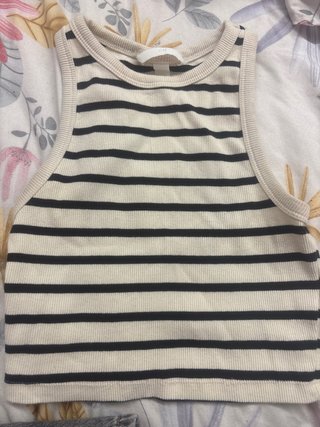 Top H&M Rayas Beige y Negro
