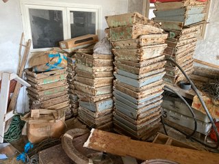 Cajas de madera de pescadores antiguas