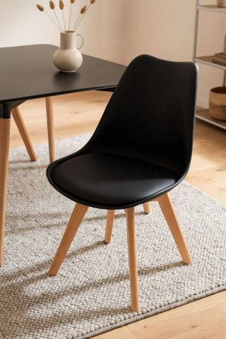 2 Sillas modernas 4 patas madera asiento tapizado
