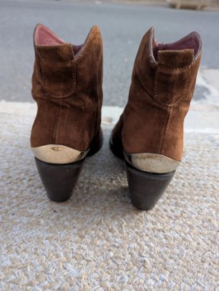 Botines cowboy mujer piel serraje marrón talla 37
