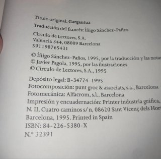 Venta solidario: libro Gargantua 1995